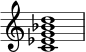 { \override Score.TimeSignature #'stencil = ##f \relative c' { \time 4/4 \set Score.tempoHideNote = ##t \tempo 1 = 20 <c es g bes d>1 } }