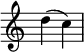 { \override Score.TimeSignature #'stencil = ##f \relative c'' { \time 2/4 d4( c) } }