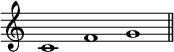 \relative c' { \cadenzaOn \omit Staff.TimeSignature \tempo 1 = 90 \set Score.tempoHideNote = ##t c1 fg \bar "||" }
