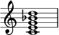 { \override Score.TimeSignature #'stencil = ##f \relative c' { \time 4/4 \set Score.tempoHideNote = ##t \tempo 1 = 20 <ceg bes d>1 } }