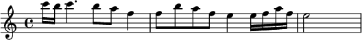 \relative c''{\set Staff.midiInstrument = #"flute" c'16 b c4. b8 a f4 f8 baf e4 e16 faf e2 s}