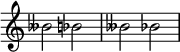 { \omit Score.TimeSignature \relative c'' { beses2 bes2 \accidentalStyle modern beses2 bes2 } }