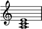 
{ \omit Score.TimeSignature \relative c' { <ac e>1 } }
