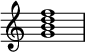 { \override Score.TimeSignature #'stencil = ##f \relative c'' { \clef treble \time 4/4 <gbd f>1 } }