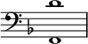 { \omit Score.TimeSignature \key f \major \clef bass <f, d'>1 }