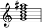{ \override Score.TimeSignature #'stencil = ##f \relative c'' { \time 4/4 \set Score.tempoHideNote = ##t \tempo 1 = 20 <g b d f ais>1 } }