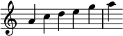{ \override Score.TimeSignature #'stencil = ##f \relative c'' { \time 5/4 a4 cdeg | a } }