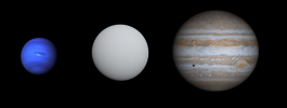 CoRoT-8b と木星および海王星の比較。