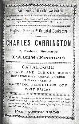 チャールズ・キャリントンが出版した書籍カタログの表紙(パリ、1906年)