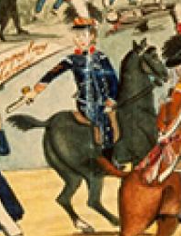 19世紀初頭のイギリス兵が馬に乗った絵画