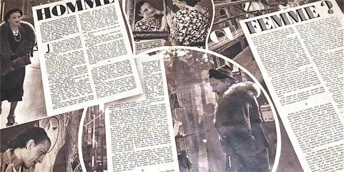 1937年にヴォワラ誌にプーランが一人称で寄稿した記事の抜粋。2023年にポンピドゥー・センターで開催される「虹の彼方に」展で展示される。[28] 展覧会カタログにはプーランに関する記事が掲載されている。[29]