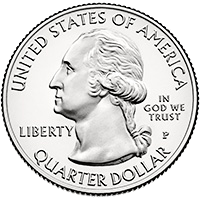 ワシントンはアメリカの25セント硬貨に描かれている。
