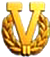 6 つ以上の賞には、金色の「V」と花輪の飾りが付きます。