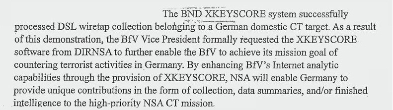 ドイツ連邦情報局(BND)によるNSAのXKeyscoreの使用