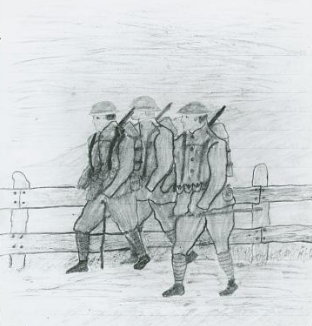 行進する3人の兵士