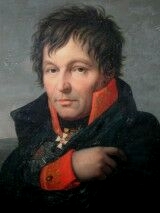 帽子をかぶらず、黒い制服を着たゲルハルト・フォン・シャルンホルストの肖像