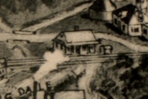 小さな鉄道駅の絵