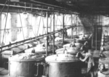 1890 年のドイツの合成藍染料工場。