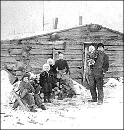 1890年のミネソタ州の丸太小屋