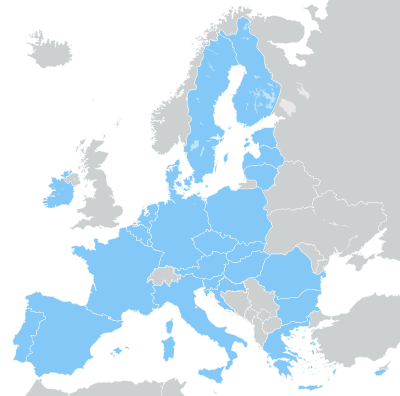 EUの段階的な拡大を示すラベル付きヨーロッパ地図
