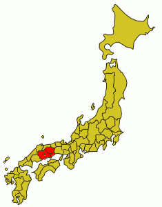 吉備県を強調表示した日本の都道府県の地図