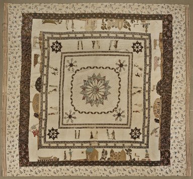 絵画キルト、1795年。リネン、多色糸。ブルックリン美術館