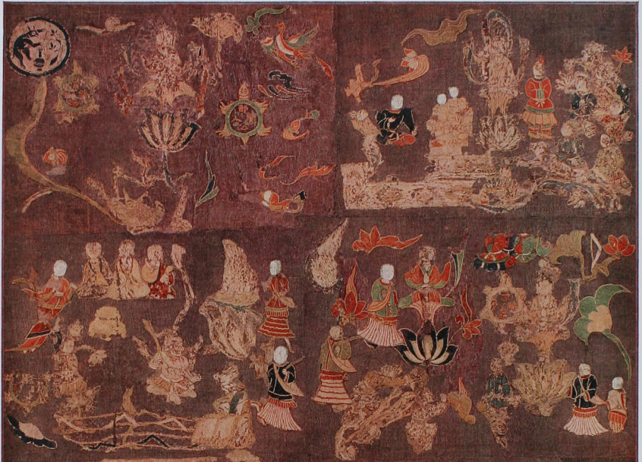 推古天皇（593～628年）の治世に制作された刺繍作品「天寿国周朝曼荼羅」の一部。