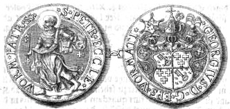 1588年発行のヴォルムス・ターラー銀貨（司教の紋章入り）