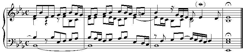アリアドネ・ムジカより変ホ長調の前奏曲の最後の 4 小節。