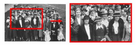 Ken Burns エフェクトでは、画面に大きな静止画像を表示する代わりに、詳細を切り取ってから画像をパンします。