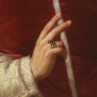 ピウス8世の指輪をはめた手を描いた絵画の一部