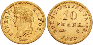 10 フランケン 1813 ジェローム・ボナパルト、ウェストファリア王