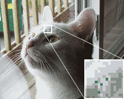 画像処理で用いられるディザリングの図解。