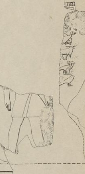 立っている男性を描いた断片的なレリーフの絵