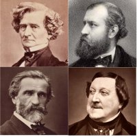 19世紀の中年男性4人の頭部と肩部を写した画像