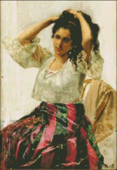 フアン・ルナ作「ウナ・メスティサ」(バロ・サヤを着た女性を描いた作品)(1887年頃)