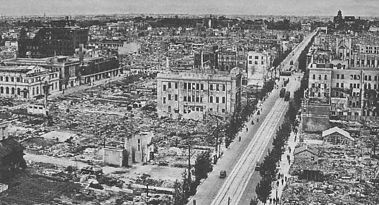1945年の空襲後の名古屋