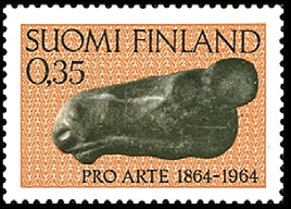 1964年のフィンランド切手に描かれたヘラジカの頭