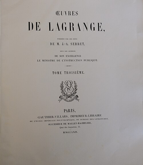 『ラグランジュの物語』第 3 巻 (1869 年)