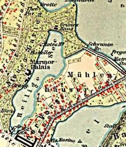 1900年のポツダム地図の一部。マルモルパレの位置を示している。