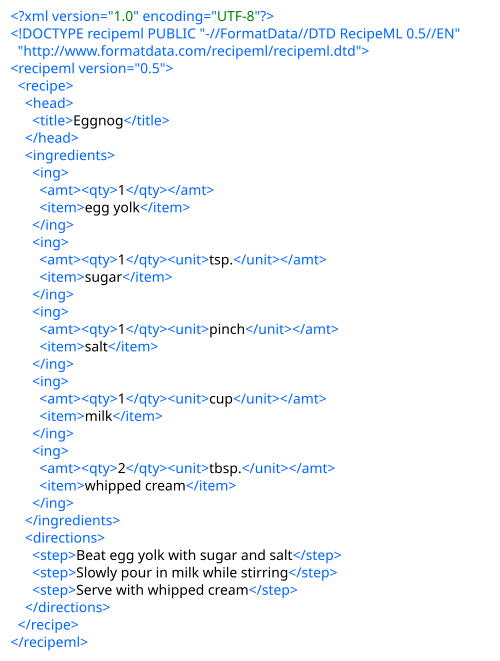 XML ファイルのスクリーンショット。
