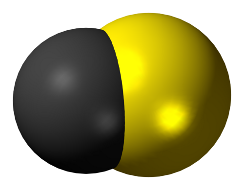 一硫化炭素分子の空間充填モデル