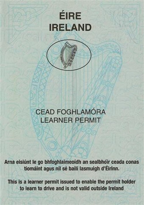 旧アイルランド仮免許証（2013年更新）
