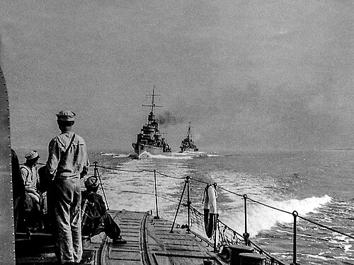 Photo of three Polish destroyers executing the Peking Plan and evacuating to British before the start of the invasion.