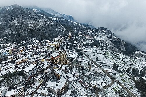 サパは雪に覆われた