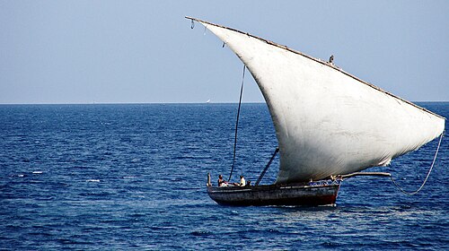 インド洋に浮かぶダウ船