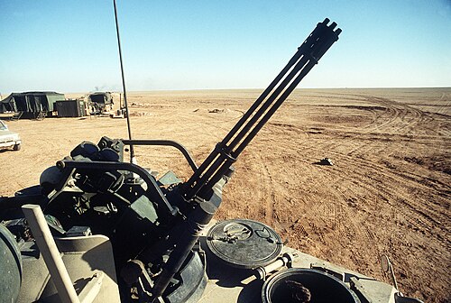 M163 VADS の 20 mm バルカン砲のクローズアップ。
