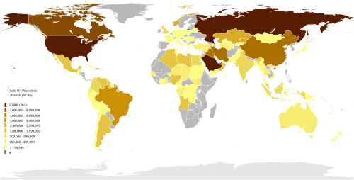 世界の原油生産国(地図)