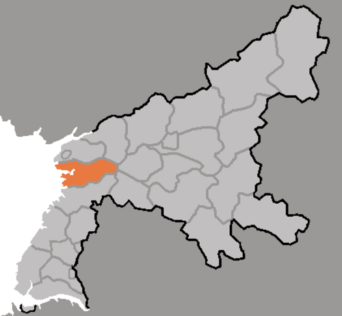 粛川の位置を示す平安南道の地図