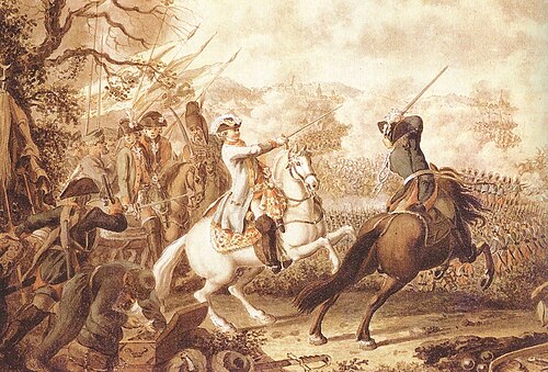 1770年、ベッサラビア南部のカグルでの戦いにおいて、ロシア軍がオスマン帝国軍に突撃した。